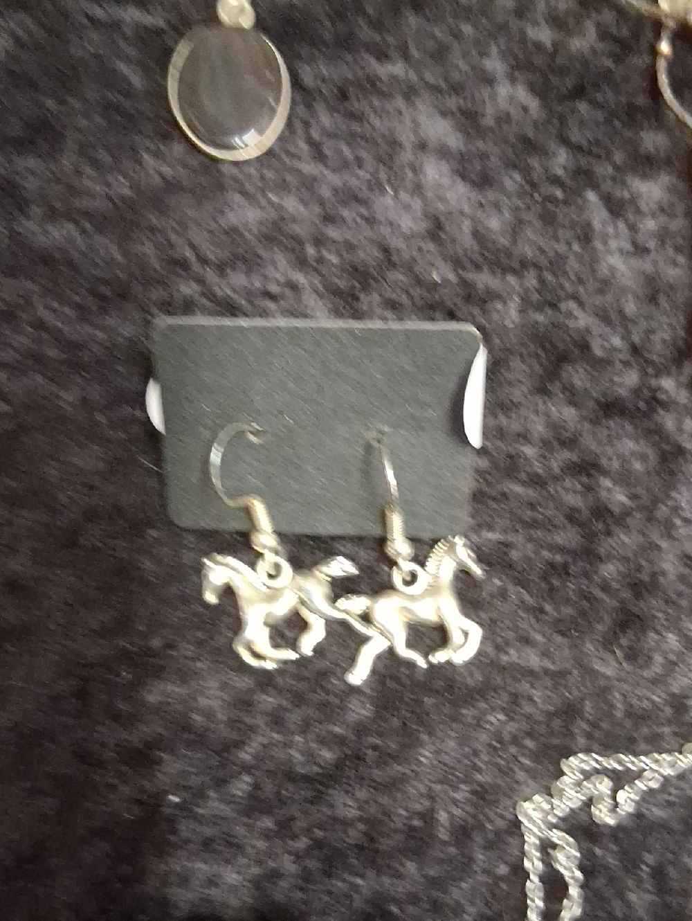 Silver Horse Dangle Earrings